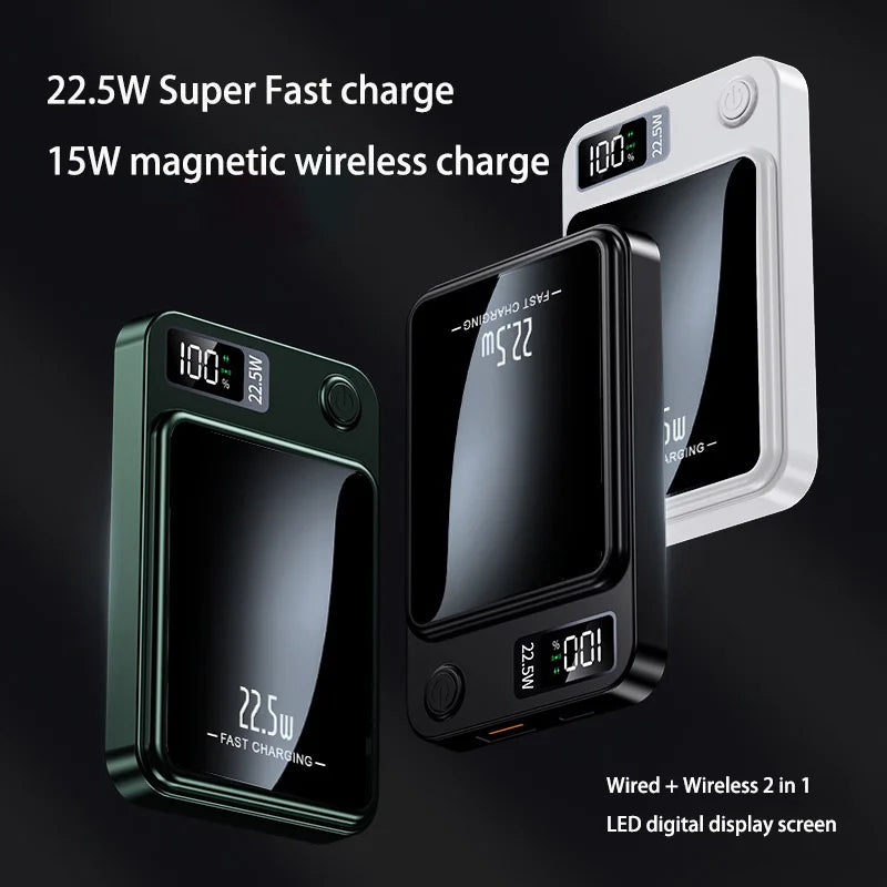 Lenovo 500000mah Magnetic Power Bank Large Capacity Pd22.5w Super Fast Charging External Battery Wireless Charger For Iphone