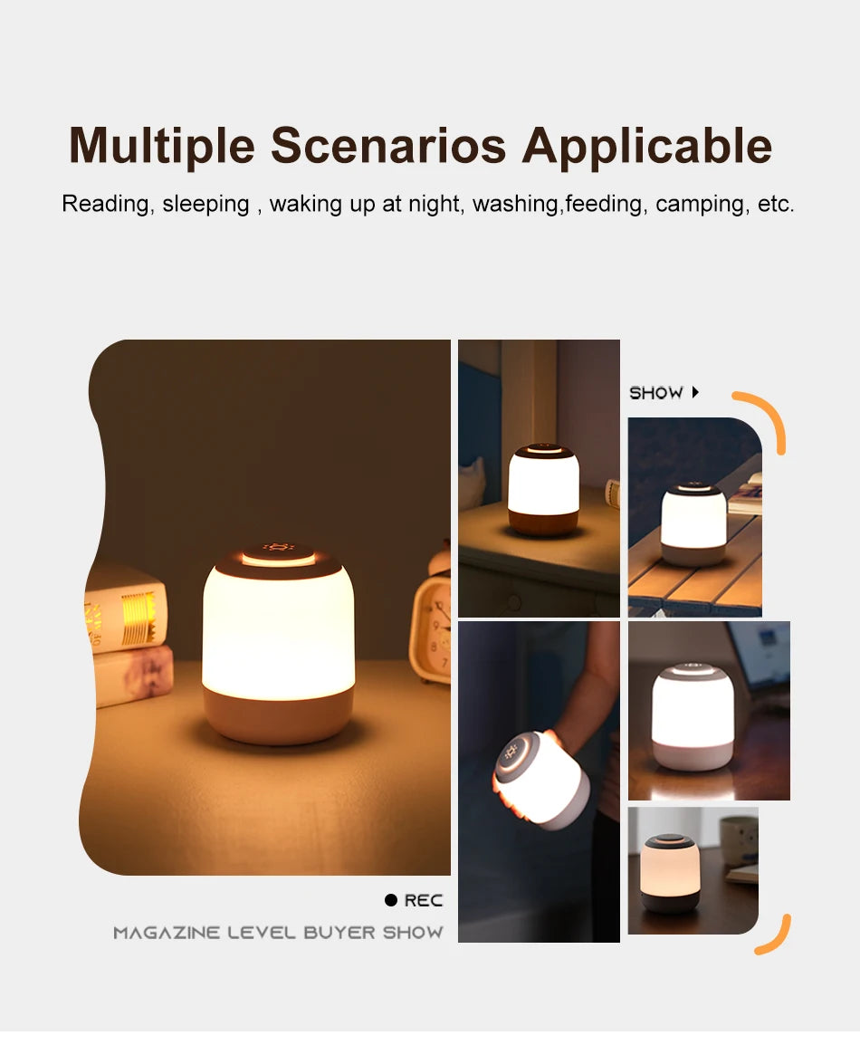 Touch Sensor Table Lamp USB Rechargeable 3 Colors Dimmable LED Night Light Portable Baby Bedroom Bedside Reading Desk Lamp