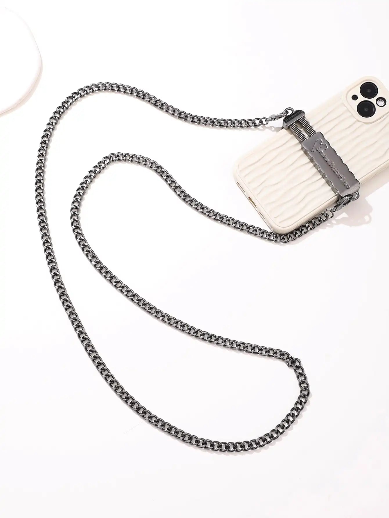 Black Love Clip With Lron Chain Pearl Chain Diagonal Cross Chain Phone Clip - The Shop At Crown Perth