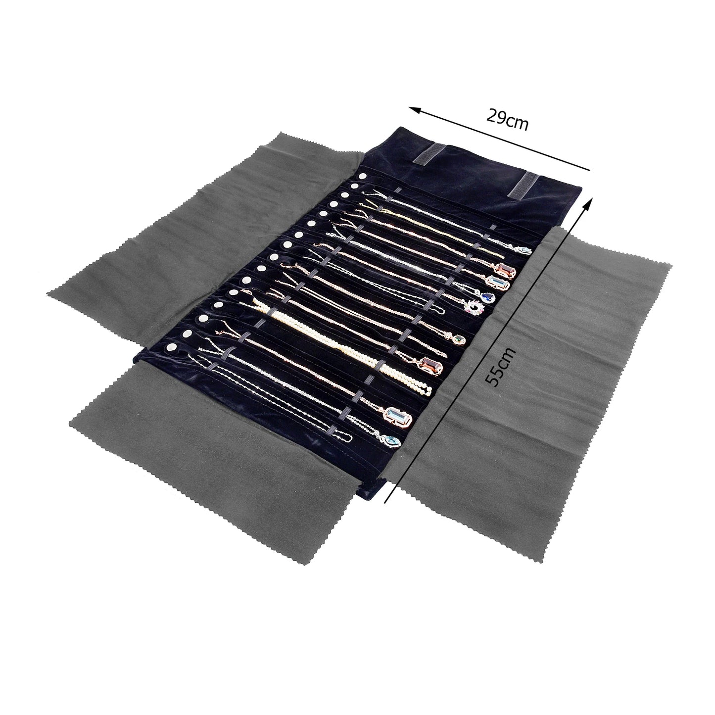 Travel Bracelet Jewelry Organizer Roll Up Bag Portable Velvet Ring Earrings Pendant Necklace Storage Bag Ornaments Foldable Case - The Shop At Crown Perth