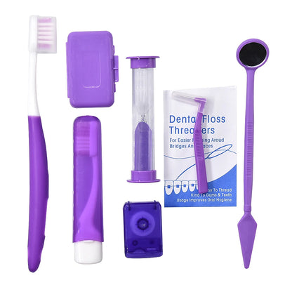 8pcs/set Oral Care Travel Kit Interdental Brush Portable Orthodontic Toothbrush Set Dental Mirror Tooth Wax Dental Floss - The Shop At Crown Perth