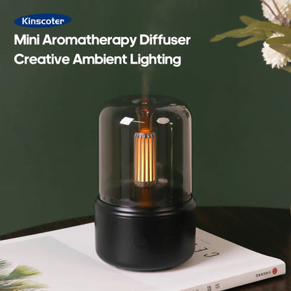 Vintage Night Light Aroma Diffuser Aromatherapy Mini Desktop Air Humidifier USB Creative Ambient Light As Gift/Essential Oil Set - The Shop At Crown Perth