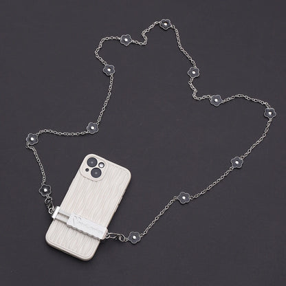Black Love Clip With Lron Chain Pearl Chain Diagonal Cross Chain Phone Clip - The Shop At Crown Perth
