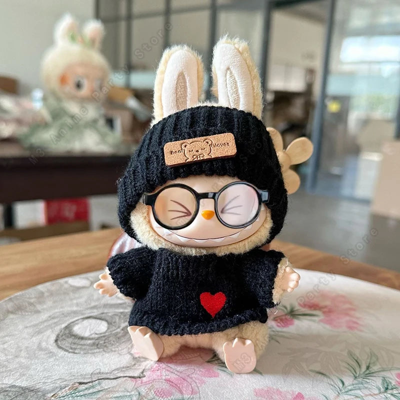 Doll clothes for Labubu Outfit V1 V2 V3 17cm Dolls Sitting Accessories Glasses Clothing Designer Kids Gift Sweater Hat Bag Set - The Shop At Crown Perth