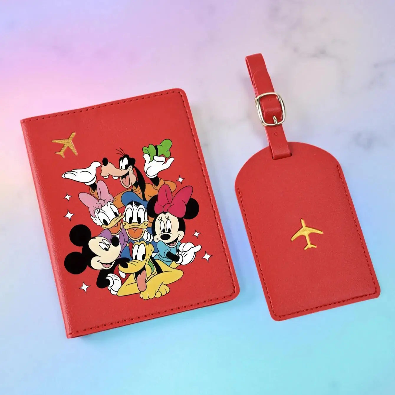 2PC Mickey Minnie Donald Passport Holder & Luggage Tag Set, PU Travel Wallet, Cute Travel Essentials Gift for All Ages - The Shop At Crown Perth