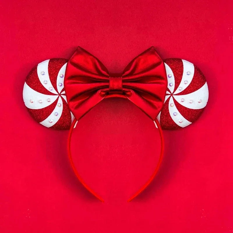 Disney Mickey Mouse Ear Hairbands Lollipop Candy Cane Bows Christmas Headband for Adults Party Kids Women Plush Hair Accessories - The Shop At Crown Perth