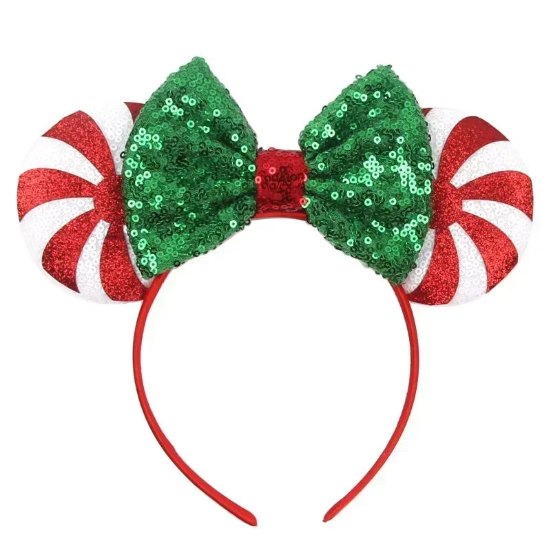 Disney Mickey Mouse Ear Hairbands Lollipop Candy Cane Bows Christmas Headband for Adults Party Kids Women Plush Hair Accessories - The Shop At Crown Perth
