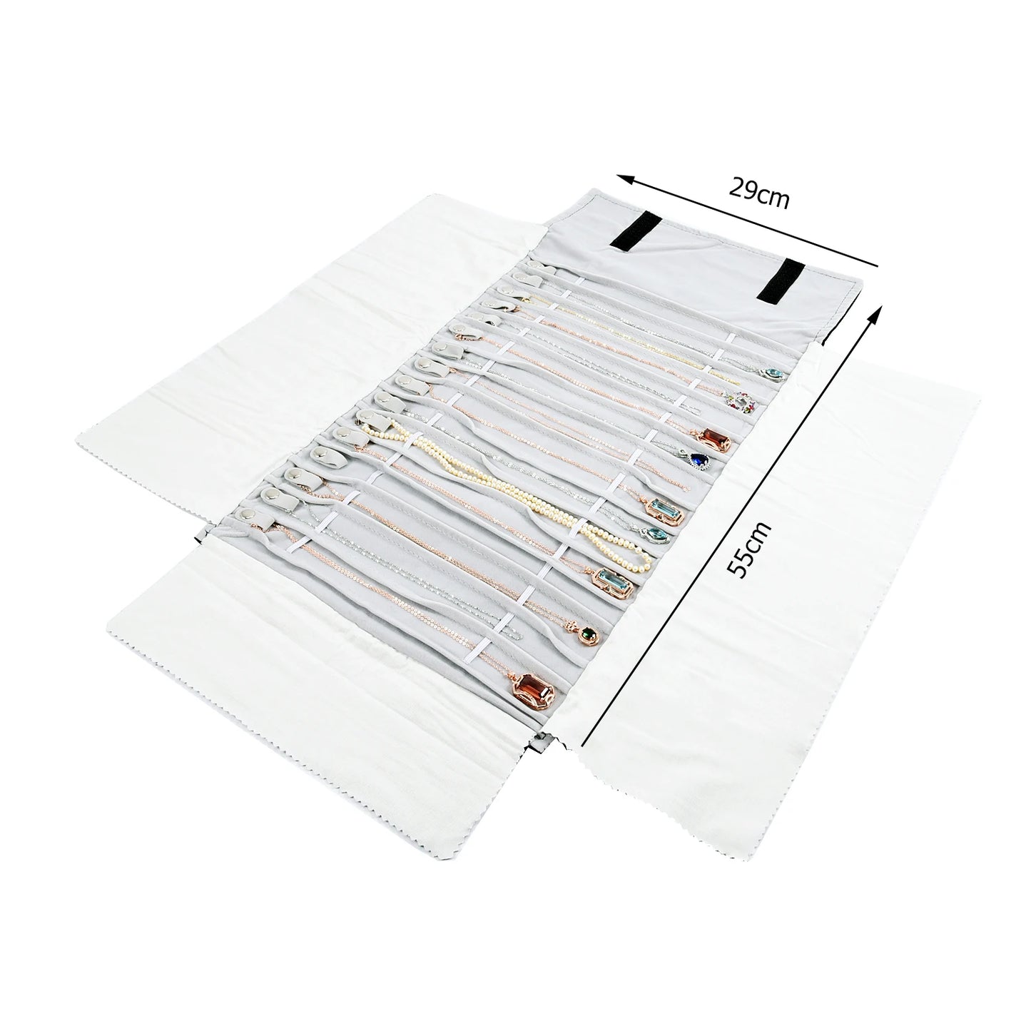 Travel Bracelet Jewelry Organizer Roll Up Bag Portable Velvet Ring Earrings Pendant Necklace Storage Bag Ornaments Foldable Case - The Shop At Crown Perth