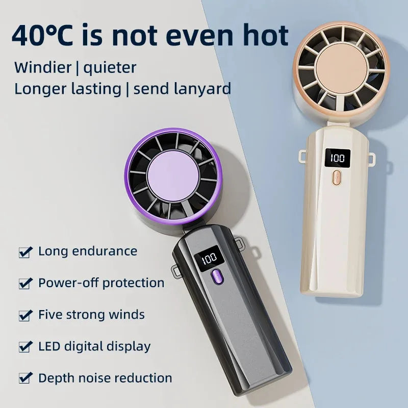Portable Fan: 13000 RPM High-Speed Rapid Cooling, USB-Powered with Large Battery Capacity - The Shop At Crown Perth