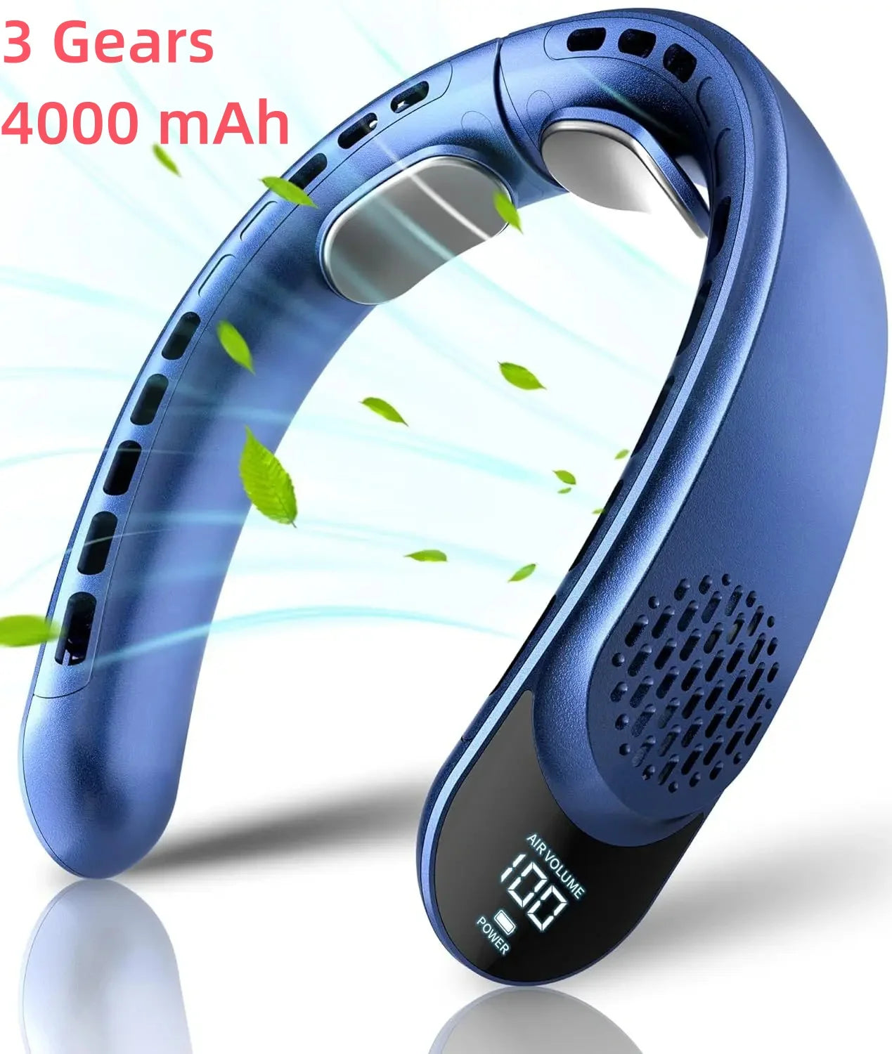 New Quad-Core USB Neck Fan Turbine Vaneless Design Easy Control 4000mAh Digital display for Outdoor Portable Fan Summer Gift - The Shop At Crown Perth