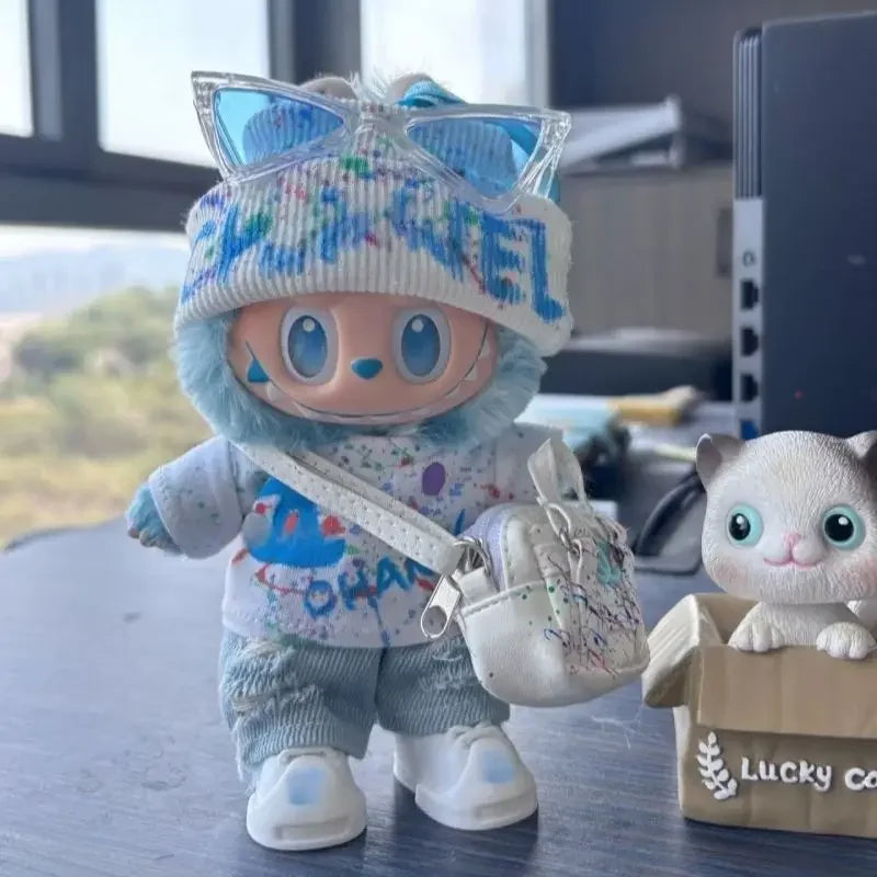 17cm V1 V2 V3 Hip-hop Jeans Splashed Print Sunglasses Crossbody Bag Set for Labubu Outfits DIY Accessories - The Shop At Crown Perth