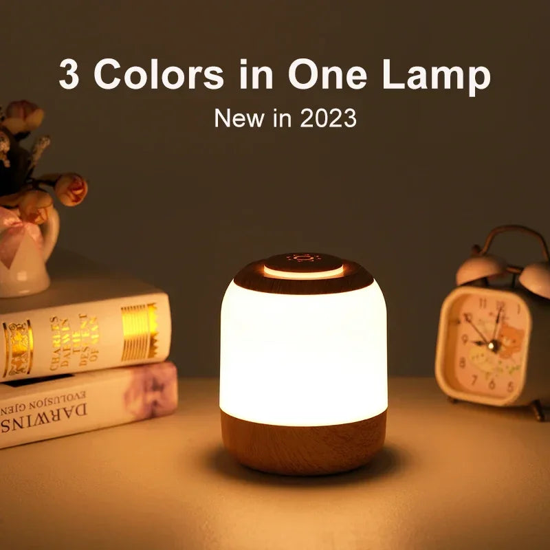 Touch Sensor Table Lamp USB Rechargeable 3 Colors Dimmable LED Night Light Portable Baby Bedroom Bedside Reading Desk Lamp