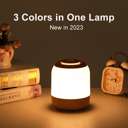 Touch Sensor Table Lamp USB Rechargeable 3 Colors Dimmable LED Night Light Portable Baby Bedroom Bedside Reading Desk Lamp