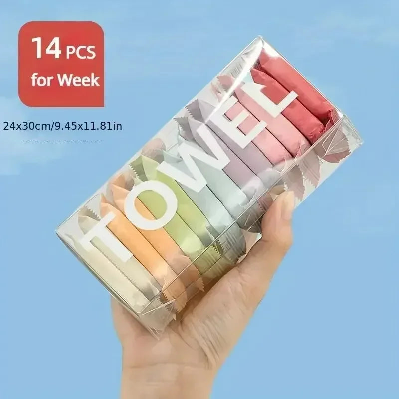 14pcs/box Disposable Washcloth Portable Travel Towel Thickened Compressed Face Cleansing Beauty Square Towel - The Shop At Crown Perth