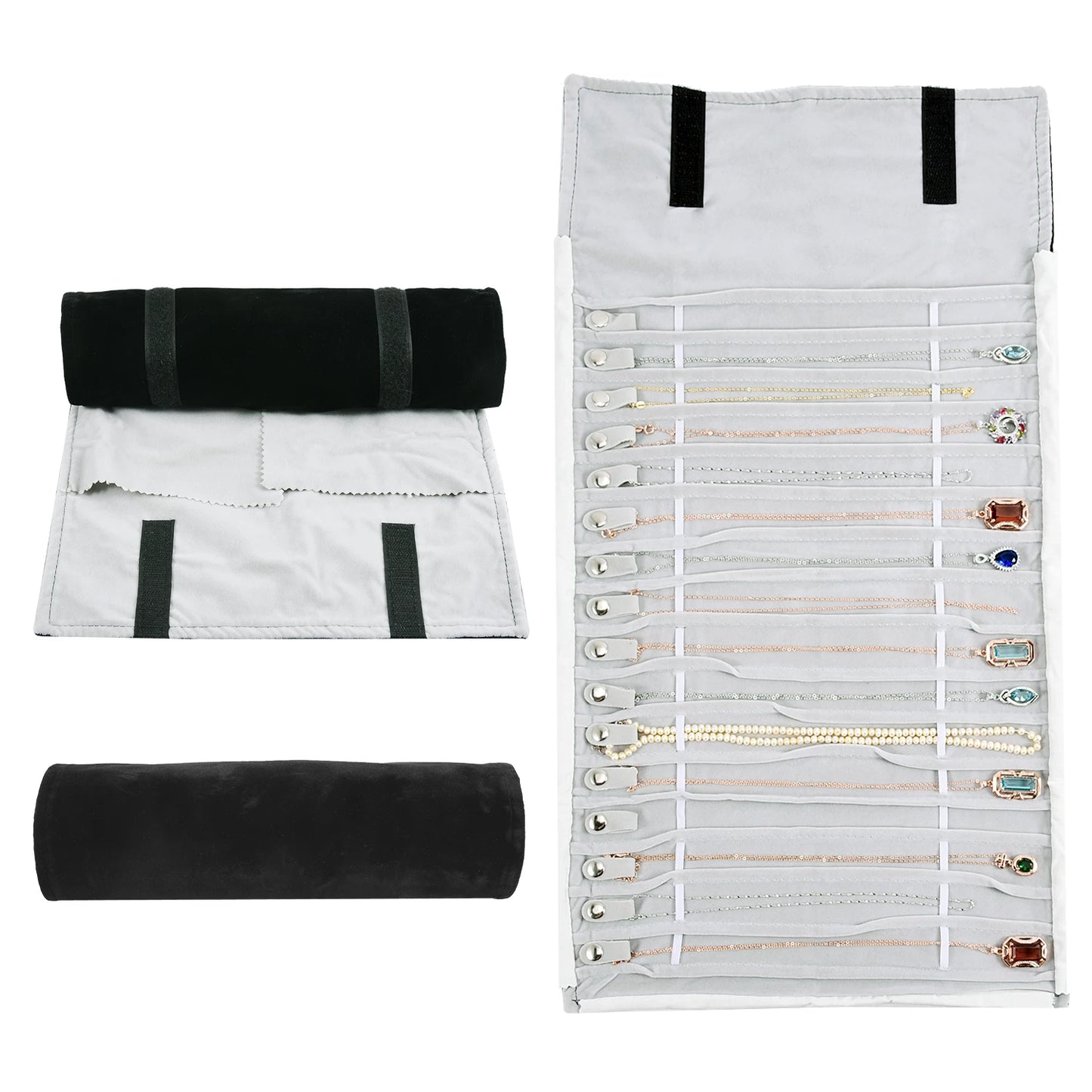 Travel Bracelet Jewelry Organizer Roll Up Bag Portable Velvet Ring Earrings Pendant Necklace Storage Bag Ornaments Foldable Case - The Shop At Crown Perth