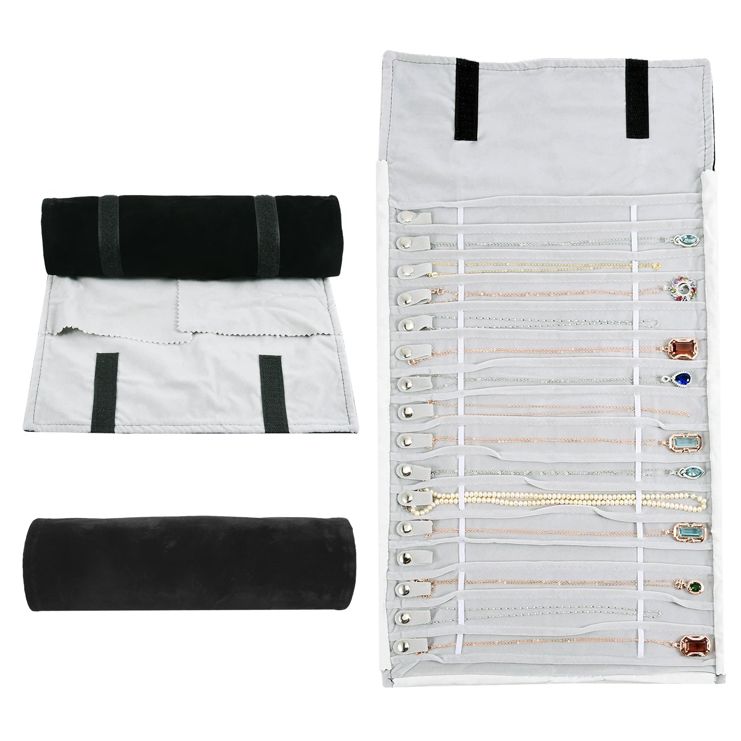 Travel Bracelet Jewelry Organizer Roll Up Bag Portable Velvet Ring Earrings Pendant Necklace Storage Bag Ornaments Foldable Case - The Shop At Crown Perth