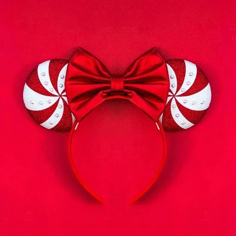 Disney Mickey Mouse Ear Hairbands Lollipop Candy Cane Bows Christmas Headband for Adults Party Kids Women Plush Hair Accessories - The Shop At Crown Perth