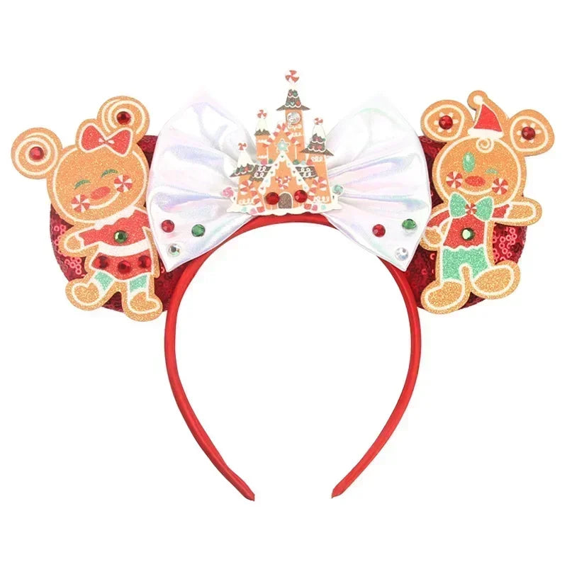 Disney Mickey Mouse Ear Hairbands Lollipop Candy Cane Bows Christmas Headband for Adults Party Kids Women Plush Hair Accessories - The Shop At Crown Perth