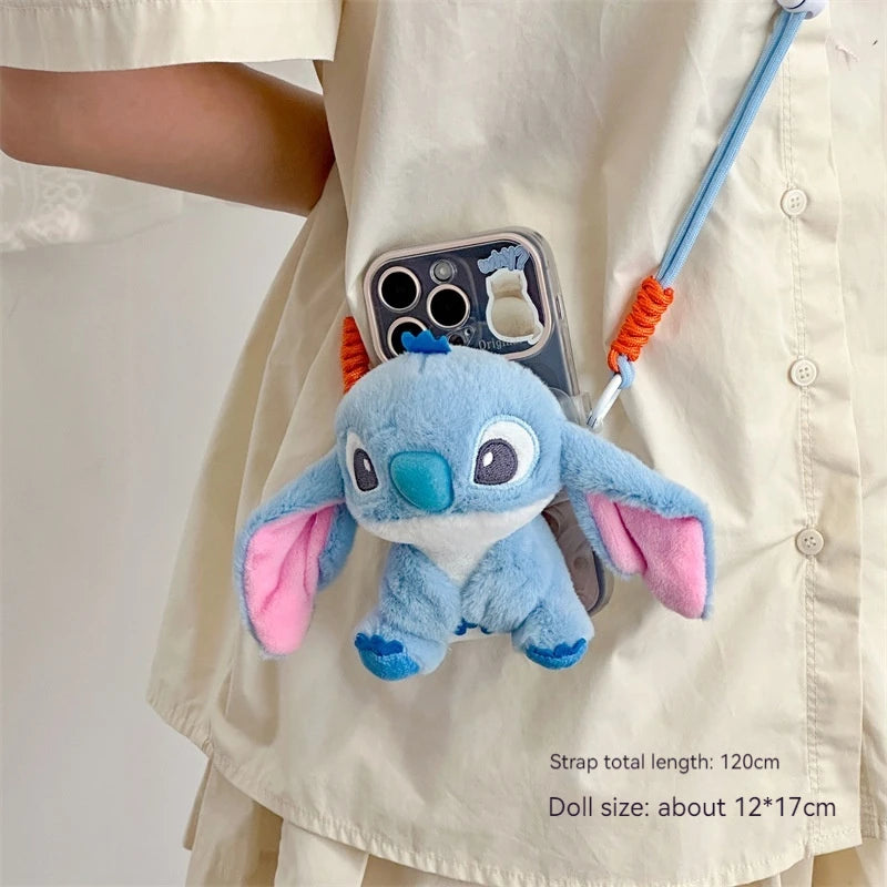 Plush Mobile Phone Bracket Kawaii Stitch Retractable Bracket Back Clip Slung Chain Lanyard Convenient Anti-fall Universal - The Shop At Crown Perth