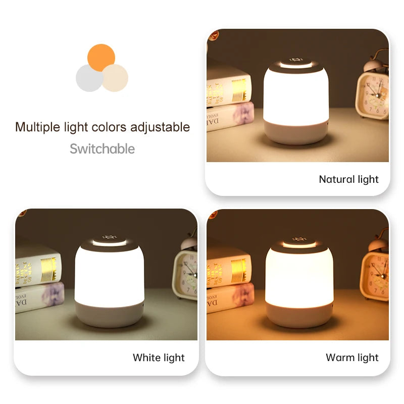 Touch Sensor Table Lamp USB Rechargeable 3 Colors Dimmable LED Night Light Portable Baby Bedroom Bedside Reading Desk Lamp