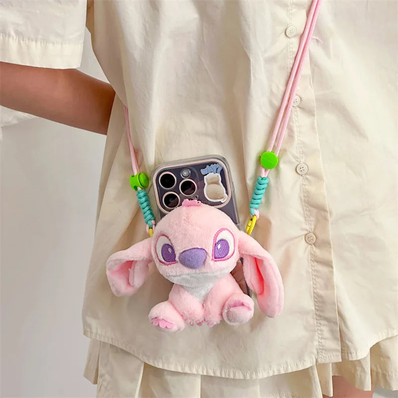 Plush Mobile Phone Bracket Kawaii Stitch Retractable Bracket Back Clip Slung Chain Lanyard Convenient Anti-fall Universal - The Shop At Crown Perth