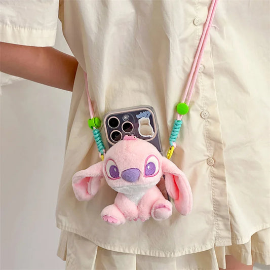 Plush Mobile Phone Bracket Kawaii Stitch Retractable Bracket Back Clip Slung Chain Lanyard Convenient Anti-fall Universal - The Shop At Crown Perth