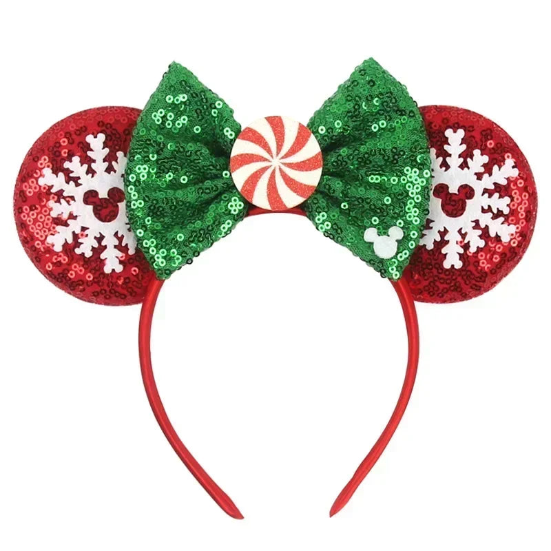 Disney Mickey Mouse Ear Hairbands Lollipop Candy Cane Bows Christmas Headband for Adults Party Kids Women Plush Hair Accessories - The Shop At Crown Perth