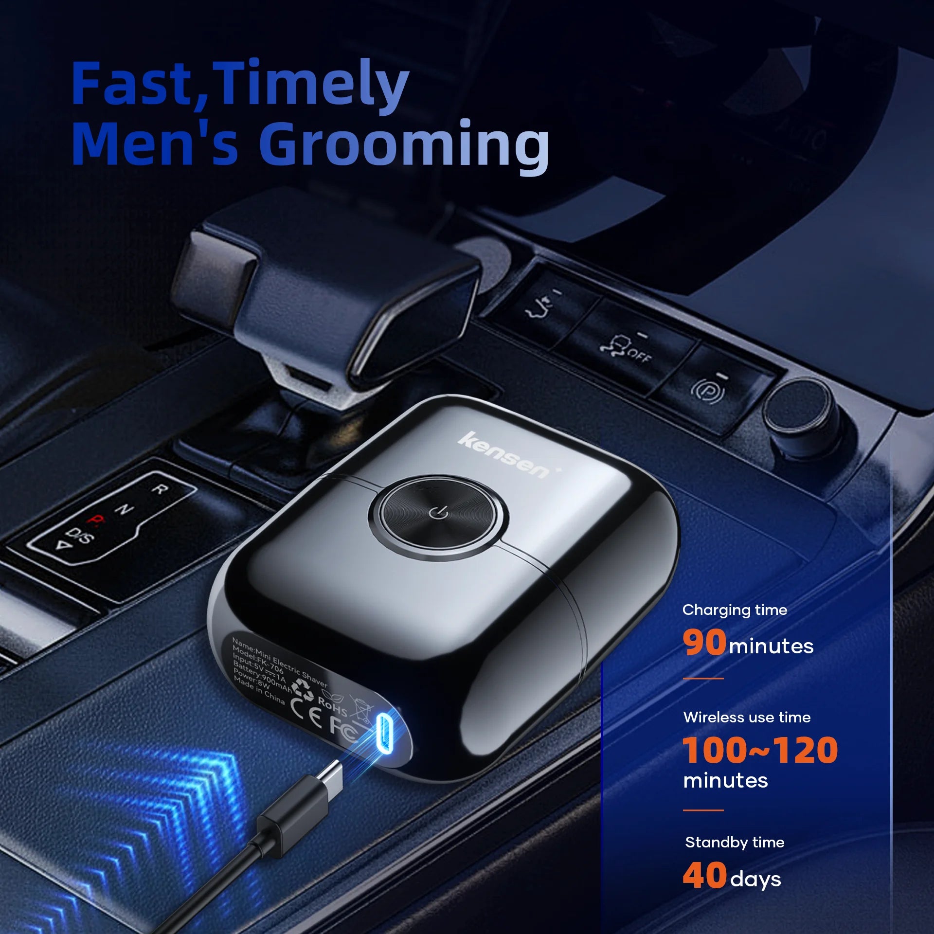 KENSEN S26 Electric Shaver for Men 4D Floating Blades Foil Shavers Waterproof 8000RPM Beard Trimmer Portable Mini Electric Razor - The Shop At Crown Perth