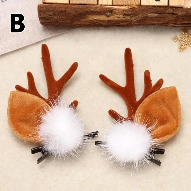 Christmas Antler Hair Clips Deer Ear Hairpins Festivals Christmas Headbands Pine Cones Hair Ball Adult Headwear Hair Accessories - The Shop At Crown Perth