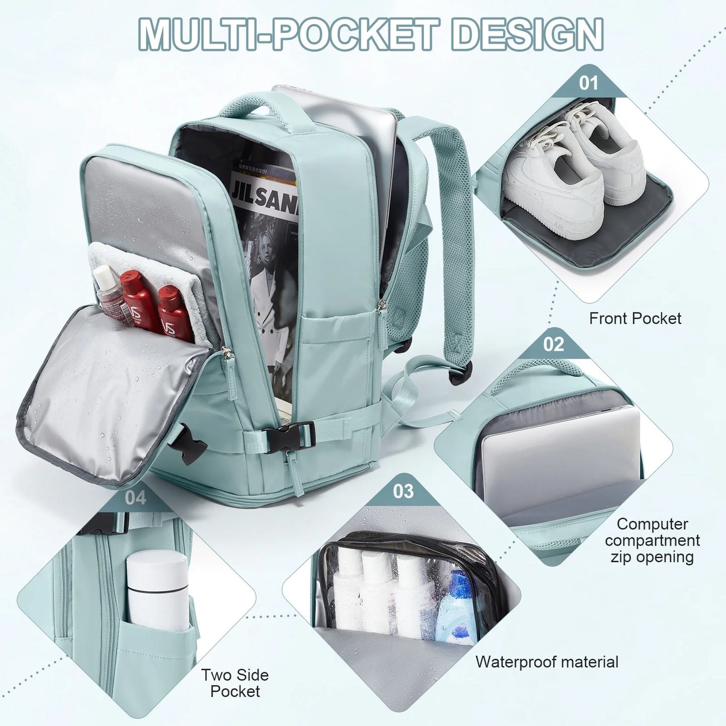 Women Men Hand Luggage Backpack Business College Laptop Travel Backpack Waterproof Carry on mochila viaje cabina avion 40x20x25 - The Shop At Crown Perth