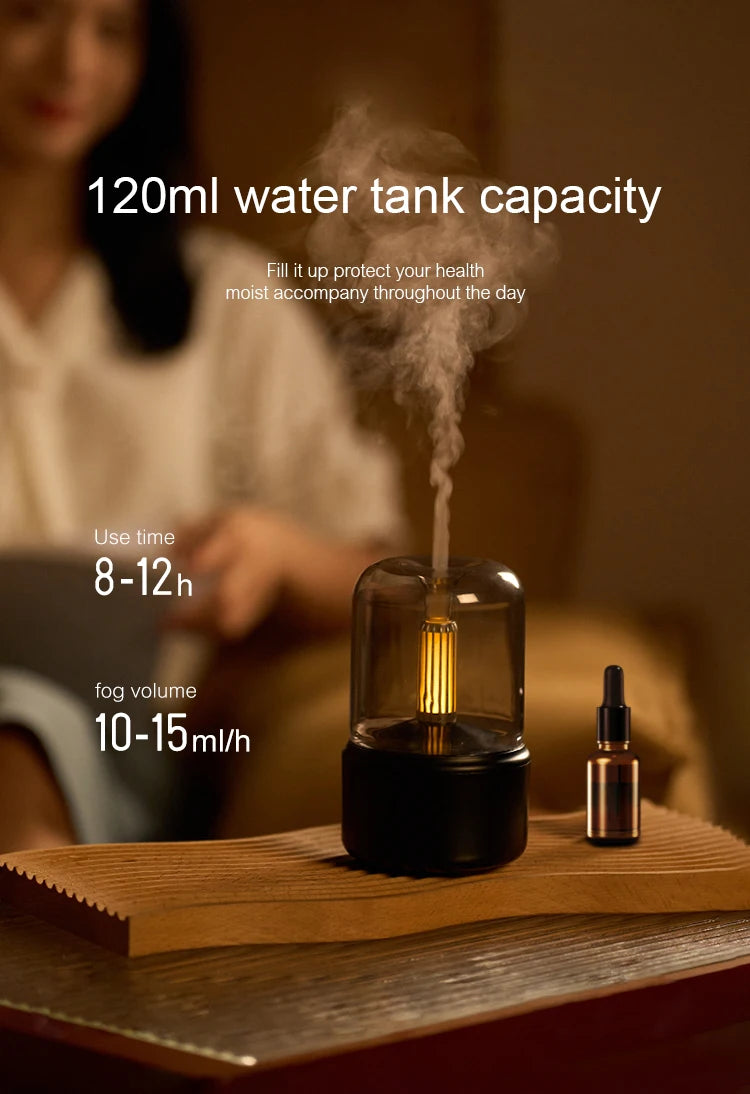 Vintage Night Light Aroma Diffuser Aromatherapy Mini Desktop Air Humidifier USB Creative Ambient Light As Gift/Essential Oil Set - The Shop At Crown Perth