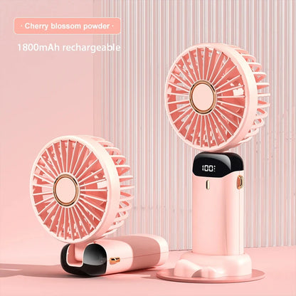 3000mAh Handheld Mini Fan Foldable Portable Neck Hanging Fans 5 Speed USB Rechargeable Fan with Phone Stand and Display Screen - The Shop At Crown Perth