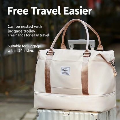 Travel Tote Bag, Lightweight Handbag with Shoe Compartment, Large Capacity Crossbody Shoulder Bag, Cabin Travel Bag, Sports Bag - The Shop At Crown Perth
