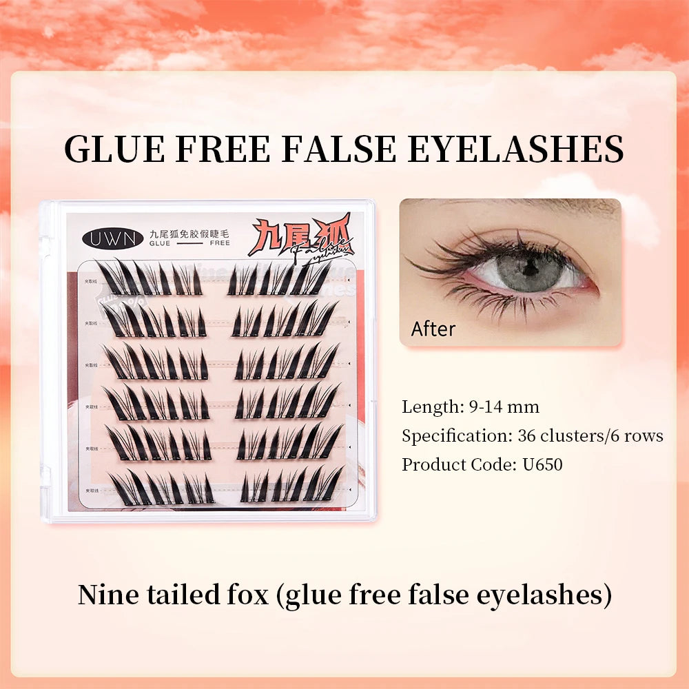 UWN Glue-free False Eyelashes Oblique Flying Fox Style Curling Natural Lazy Light and Comfortable Upper Eyelashes - The Shop At Crown Perth