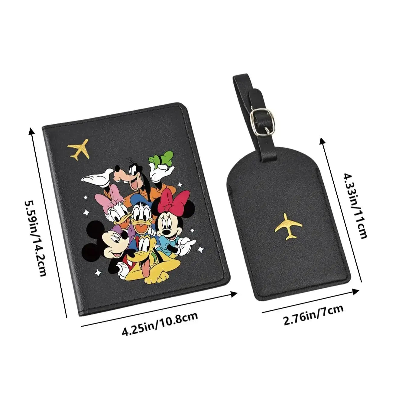 2PC Mickey Minnie Donald Passport Holder & Luggage Tag Set, PU Travel Wallet, Cute Travel Essentials Gift for All Ages - The Shop At Crown Perth
