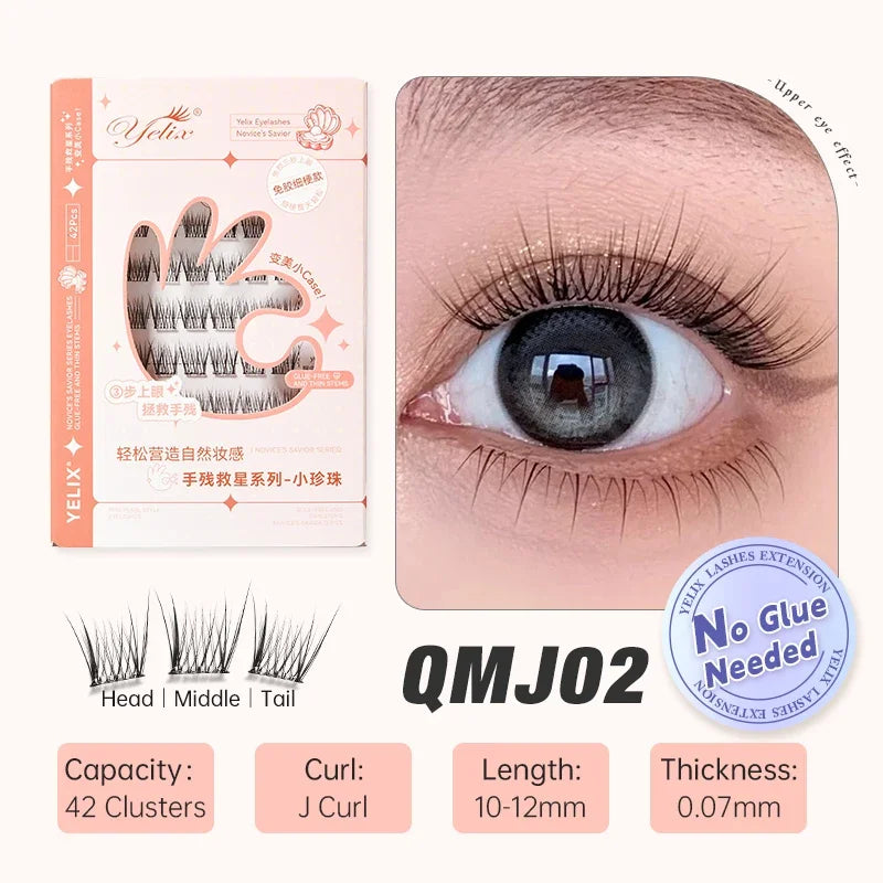 Yelix Self-adhesive Glue Free False Eyelashes Reusable DIY Segmented DIY Lashes Clusters No Glue Needed Natural Soft Lashes - The Shop At Crown Perth