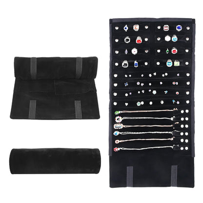 Travel Bracelet Jewelry Organizer Roll Up Bag Portable Velvet Ring Earrings Pendant Necklace Storage Bag Ornaments Foldable Case - The Shop At Crown Perth