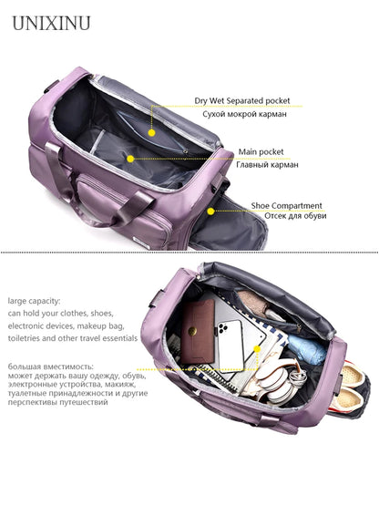 UNIXINU Carry On Travel Bag Large Capacity Weekender Overnight Duffle Bags with Shoe Compartment Sports Fitness Bags for Women - The Shop At Crown Perth