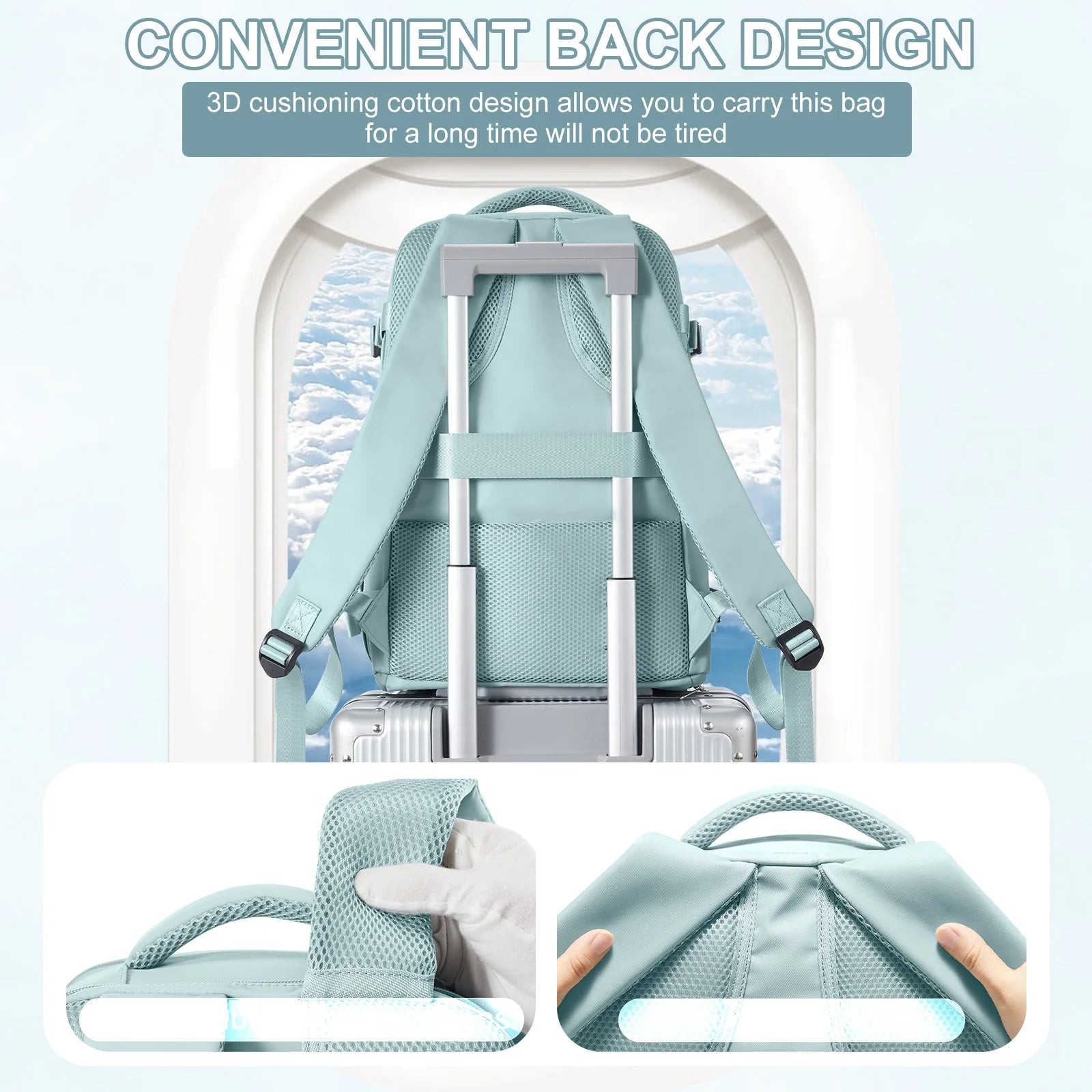 Women Men Hand Luggage Backpack Business College Laptop Travel Backpack Waterproof Carry on mochila viaje cabina avion 40x20x25 - The Shop At Crown Perth