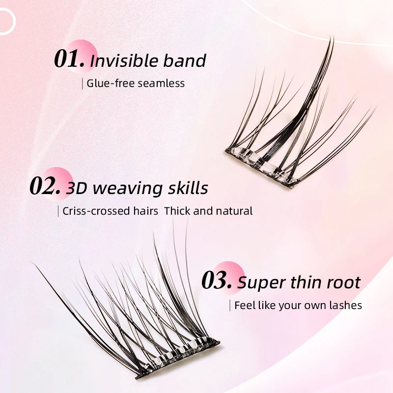 Yelix Self-adhesive Glue Free False Eyelashes Reusable DIY Segmented DIY Lashes Clusters No Glue Needed Natural Soft Lashes - The Shop At Crown Perth